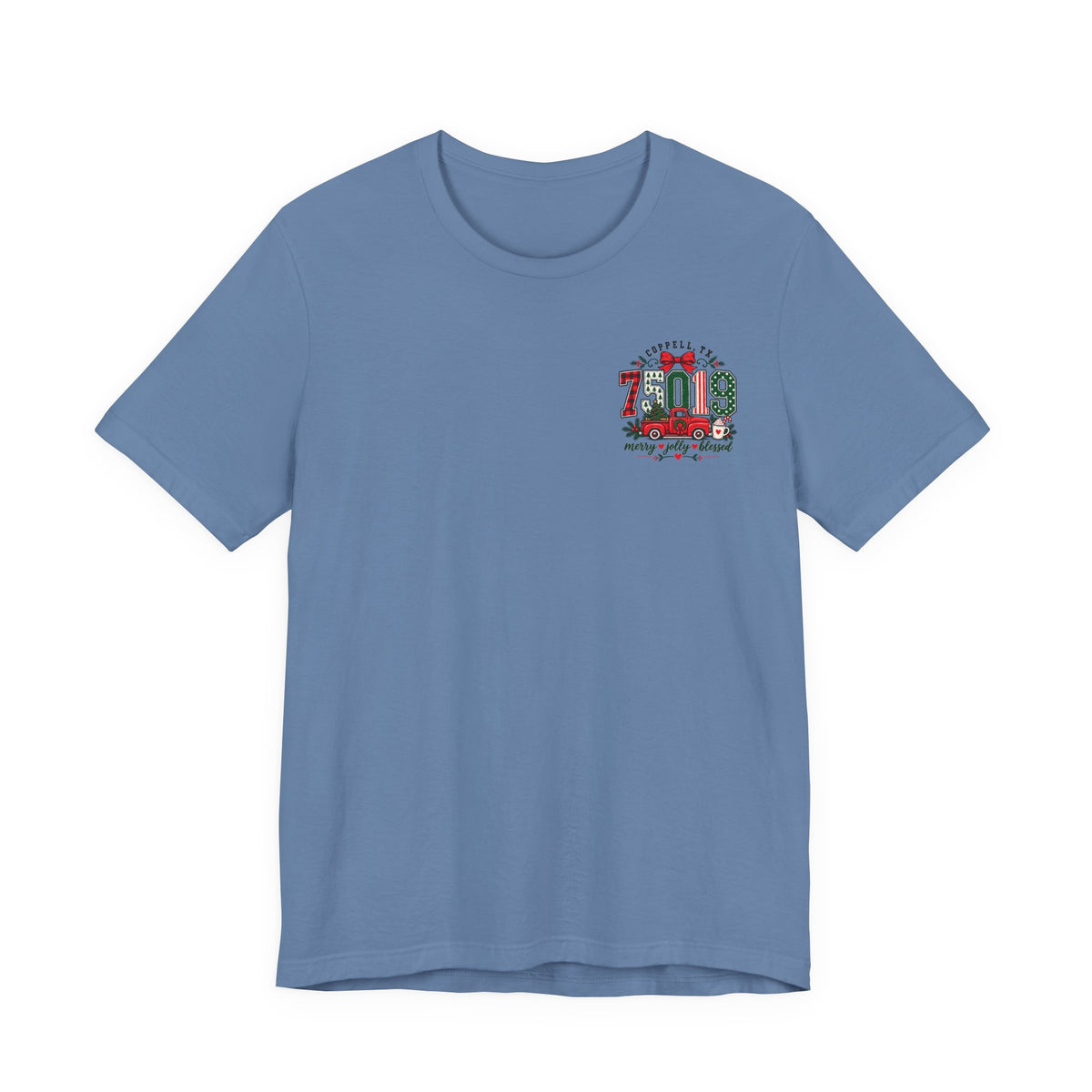 75019 Merry Jolly Blessed Shirt | Coppell TX Christmas Tee | Zip Code Holiday Shirt | Womens Graphic T-Shirt