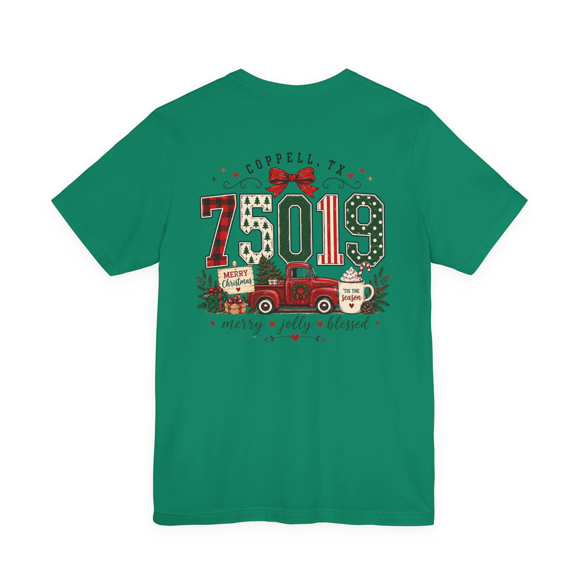 75019 Merry Jolly Blessed Shirt | Coppell TX Christmas Tee | Zip Code Holiday Shirt | Womens Graphic T-Shirt