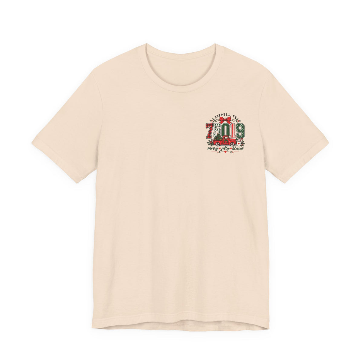 75019 Merry Jolly Blessed Shirt | Coppell TX Christmas Tee | Zip Code Holiday Shirt | Womens Graphic T-Shirt