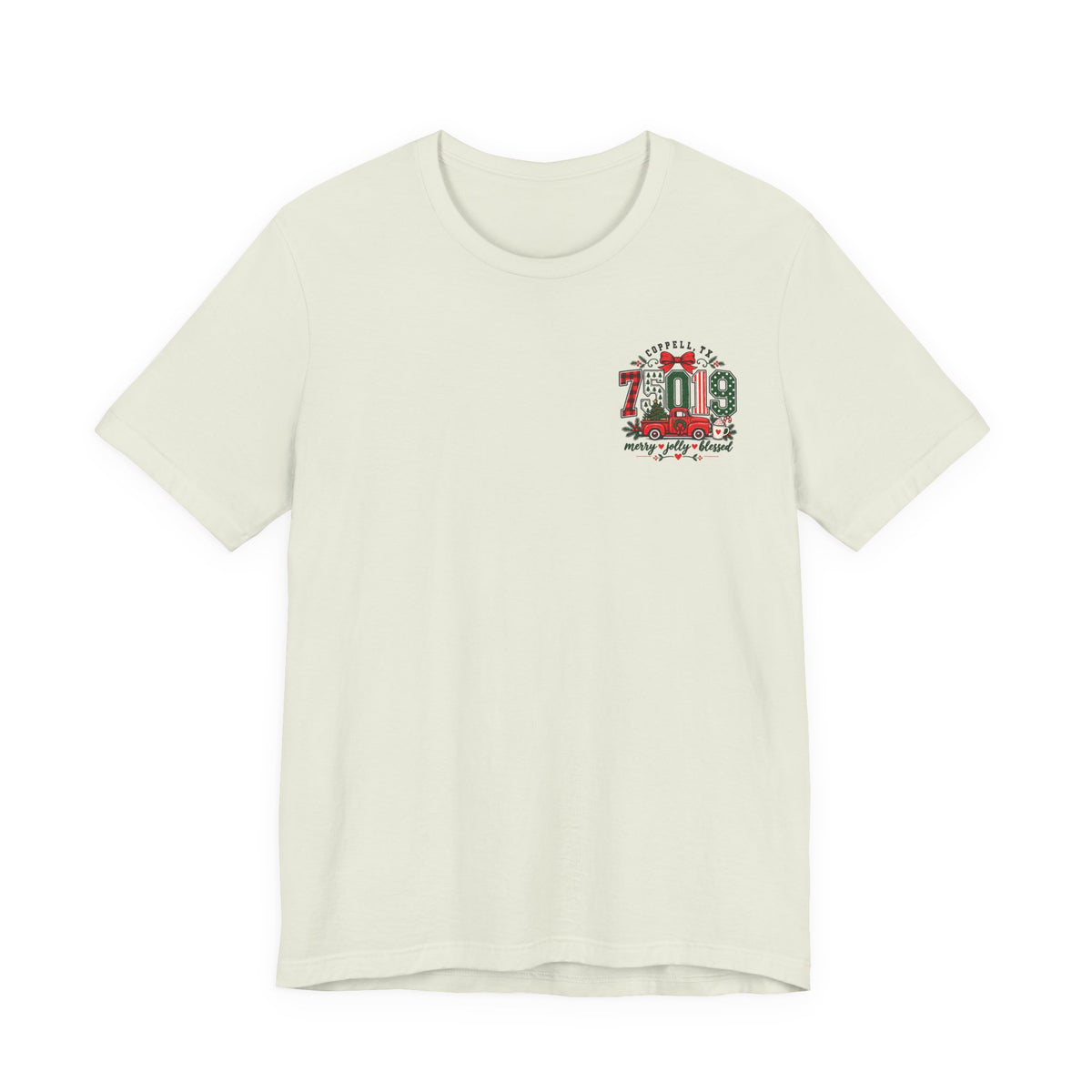 75019 Merry Jolly Blessed Shirt | Coppell TX Christmas Tee | Zip Code Holiday Shirt | Womens Graphic T-Shirt