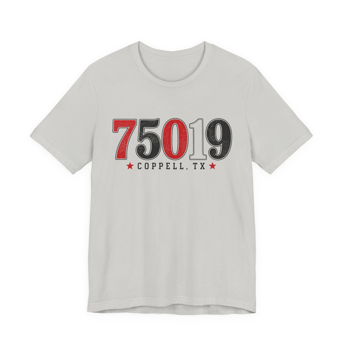 75019 Coppell TX Shirt | Varsity Zip Code Tee | Red Black White Coppell Shirt | Womens Graphic T-Shirt