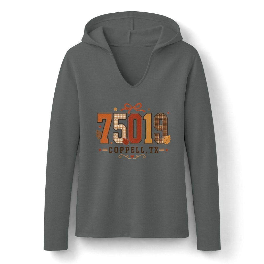 "75019 Fall Plaid" Split V-Neck Hoodie