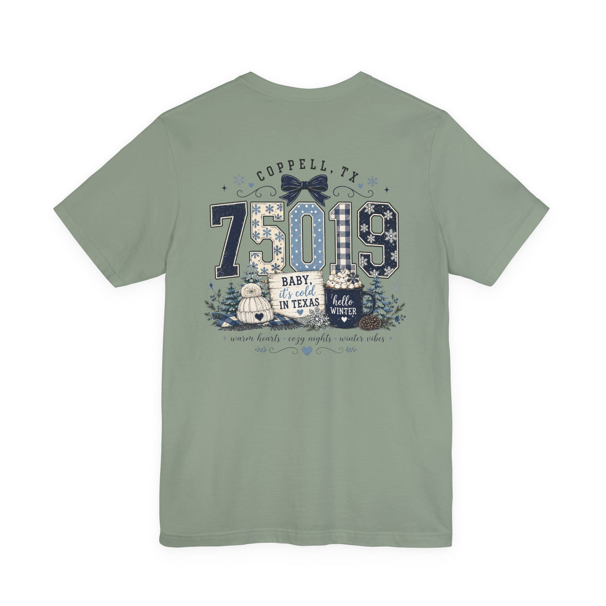 75019 Baby It's Cold in Texas Shirt | Coppell TX Winter Tee | Zip Code Snowflake Shirt | Womens Graphic T-Shirt