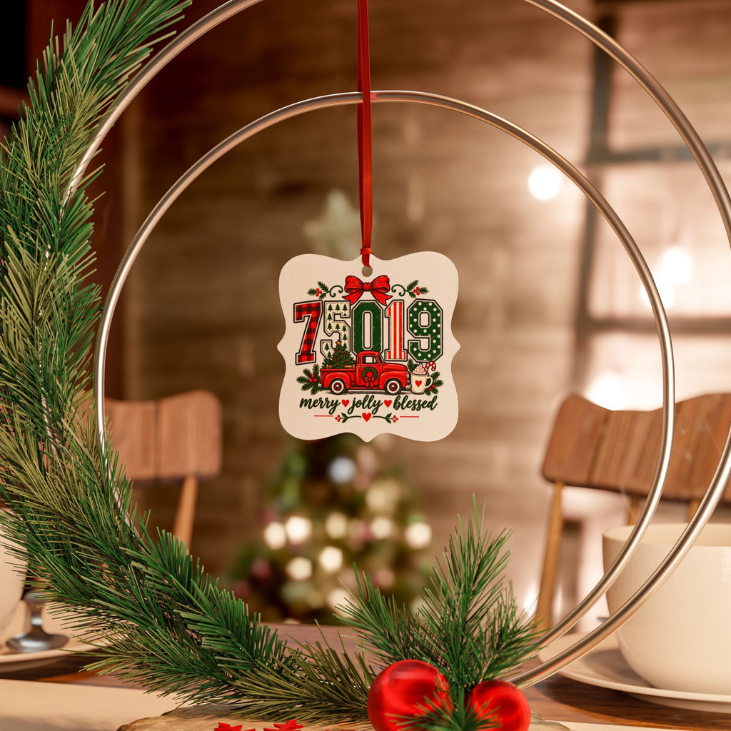 75019 Merry Jolly Blessed Ornament | Coppell TX Christmas Ornament | Aluminum Holiday Ornament | Coppell Texas Gift