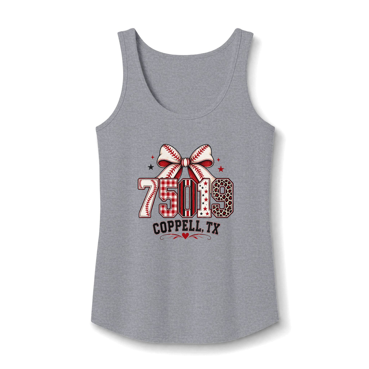 Coppell TX 75019 Tank Top — Leopard Bow Vintage Zip Code Shirt | Coppell Texas Tank | Womens Graphic Tank Top