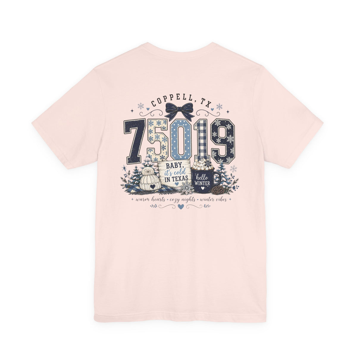 75019 Baby It's Cold in Texas Shirt | Coppell TX Winter Tee | Zip Code Snowflake Shirt | Womens Graphic T-Shirt