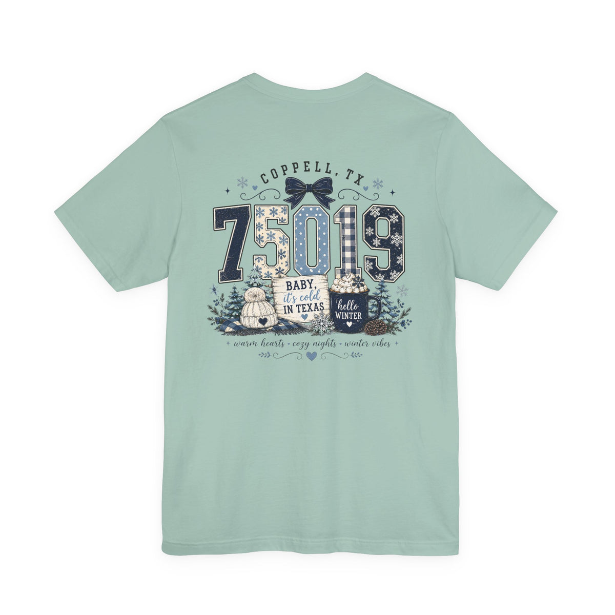 75019 Baby It's Cold in Texas Shirt | Coppell TX Winter Tee | Zip Code Snowflake Shirt | Womens Graphic T-Shirt