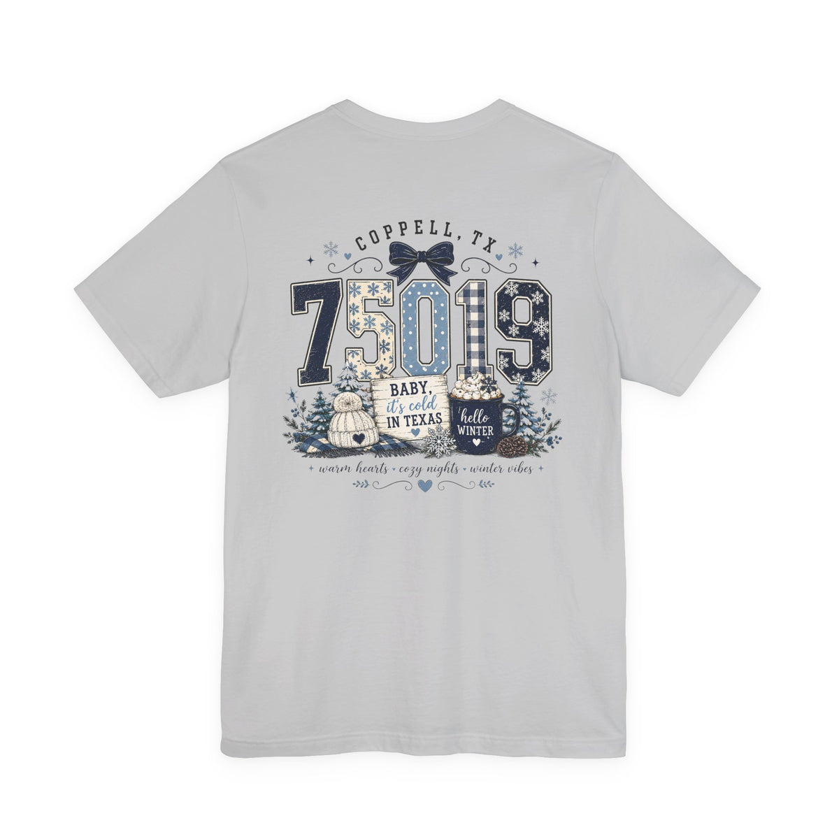 75019 Baby It's Cold in Texas Shirt | Coppell TX Winter Tee | Zip Code Snowflake Shirt | Womens Graphic T-Shirt