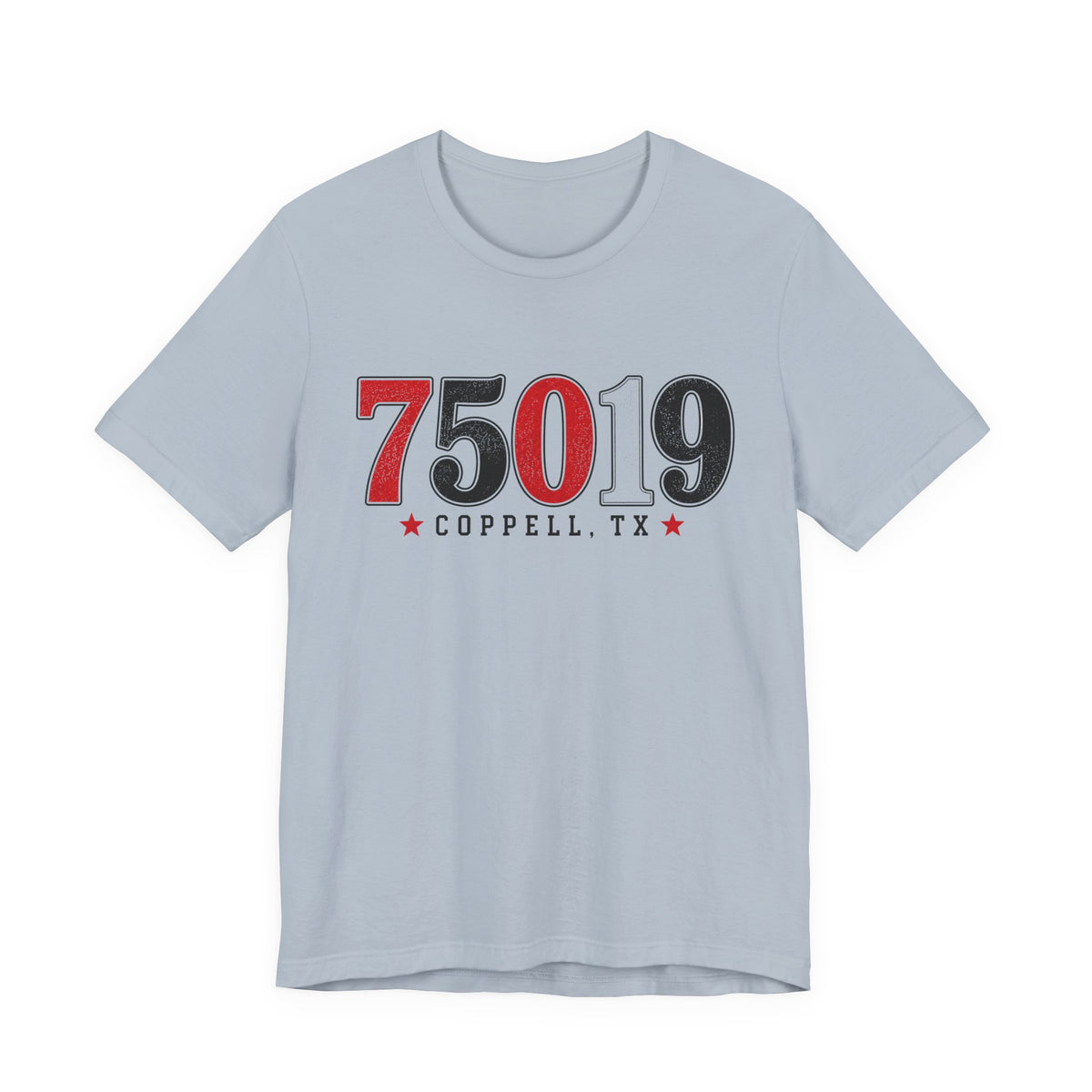 75019 Coppell TX Shirt | Varsity Zip Code Tee | Red Black White Coppell Shirt | Womens Graphic T-Shirt