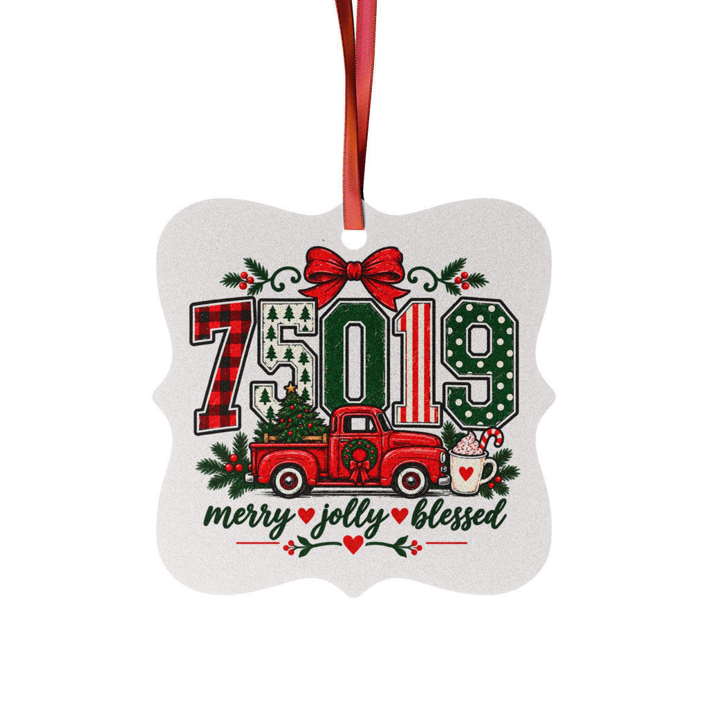 75019 Merry Jolly Blessed Ornament | Coppell TX Christmas Ornament | Aluminum Holiday Ornament | Coppell Texas Gift