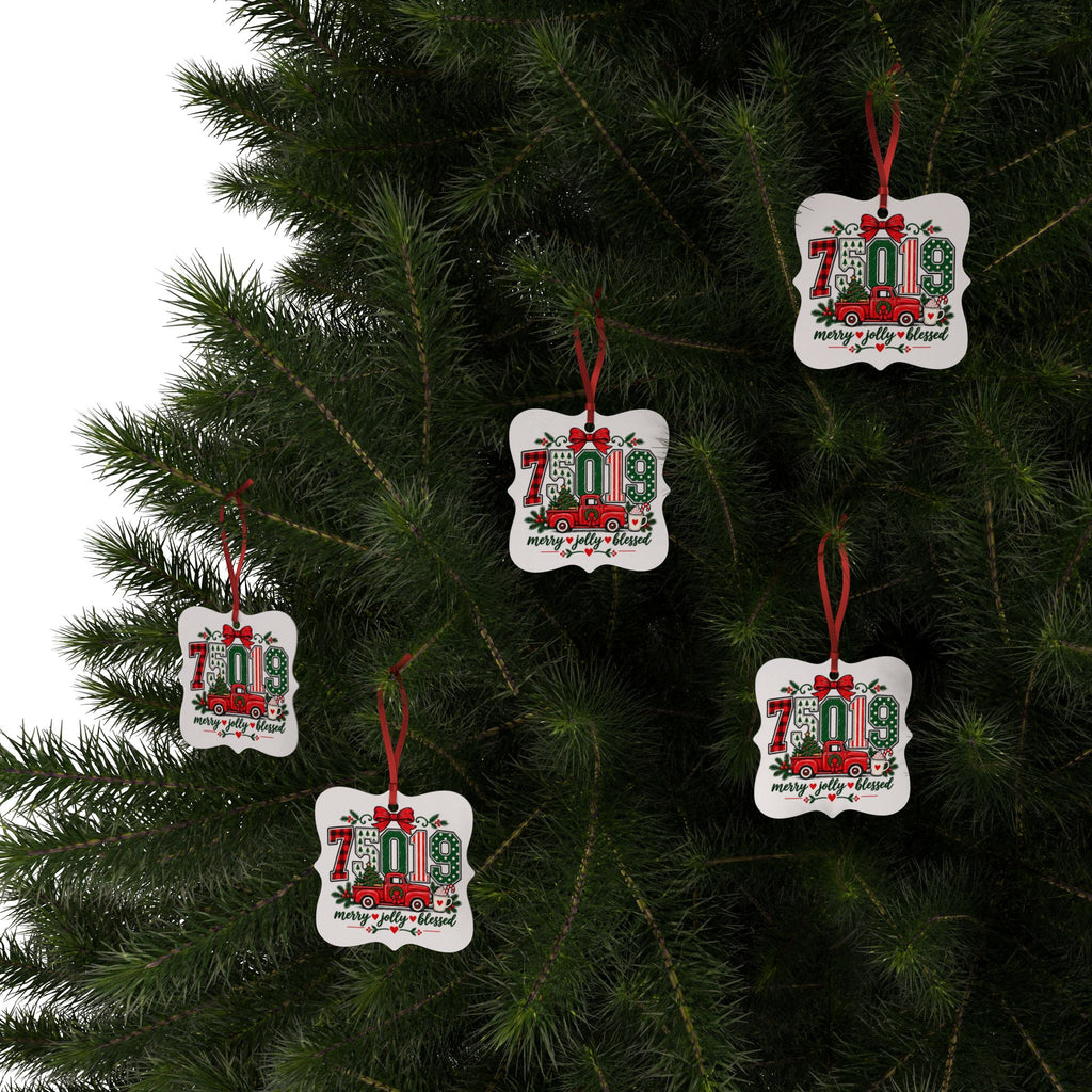 75019 Merry Jolly Blessed Ornament | Coppell TX Christmas Ornament | Aluminum Holiday Ornament | Coppell Texas Gift