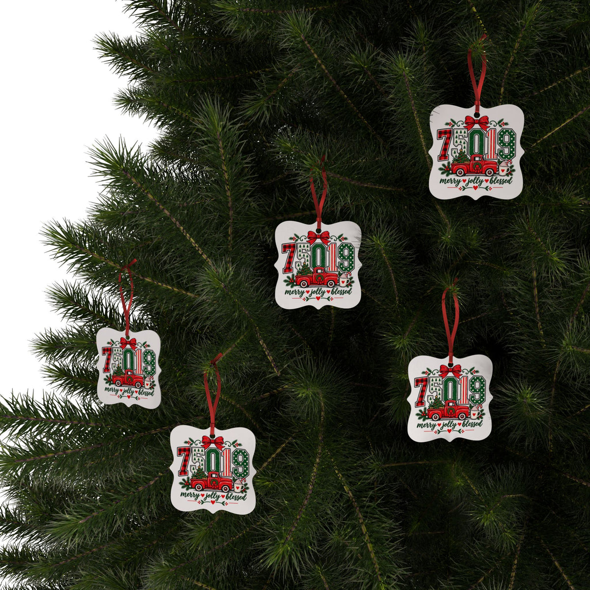 75019 Merry Jolly Blessed Ornament | Coppell TX Christmas Ornament | Aluminum Holiday Ornament | Coppell Texas Gift