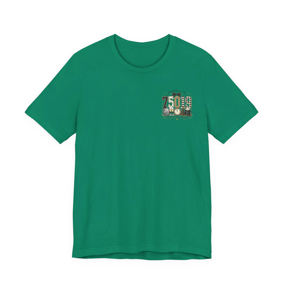 75019 Cheers to the New Year Shirt | Coppell TX New Year's Tee | Zip Code Glitter Shirt | Womens Graphic T-Shirt