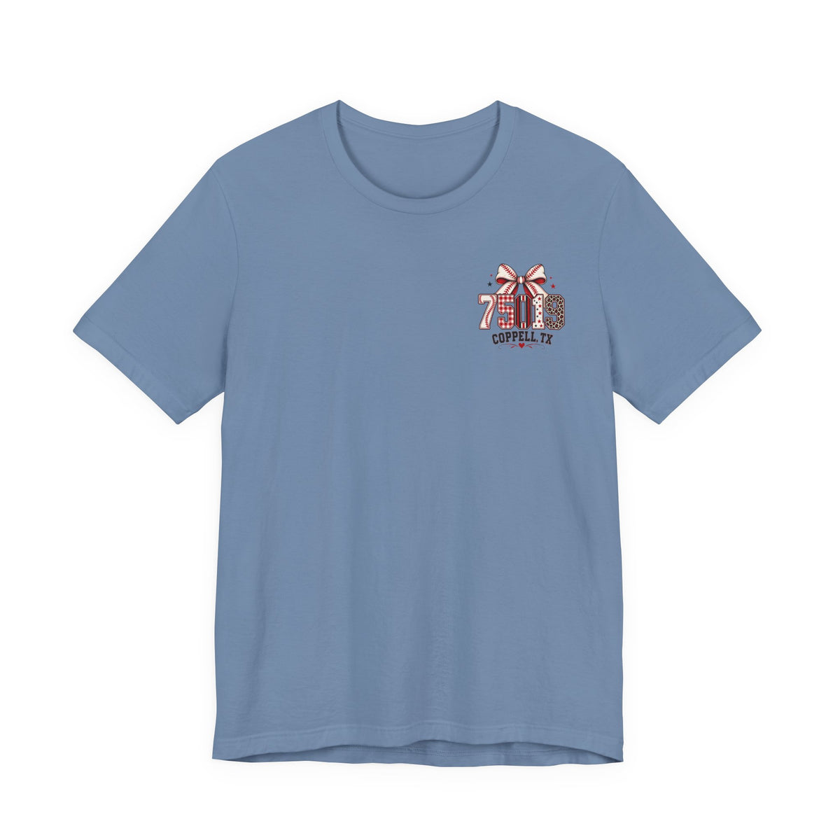 75019 Coppell TX Baseball Bow Shirt | Coppell Baseball Mom Tee | Zip Code Sports Shirt | Womens Graphic T-Shirt